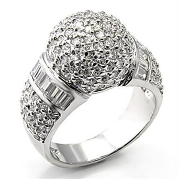 Rhodium 925 Sterling Silver Ring with AAA Grade CZ in Clear for Women Style 7X166