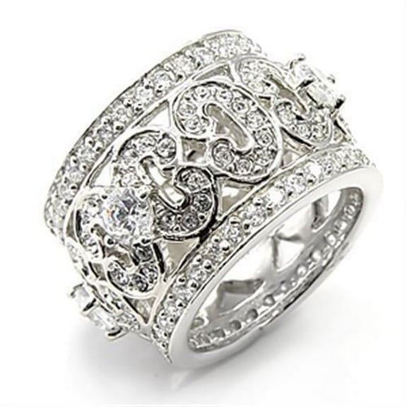 Sterling Silver Ring AAA GRD CZ Clear 7X182 for Women Style Rhodium