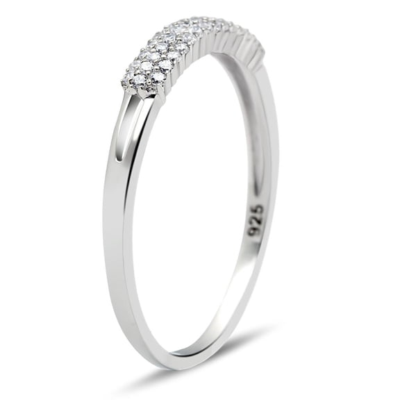 Rhodium 925 Sterling Silver Ring with AAA Grade CZ in Clear for Women Clear Stone Color Style TS043 Size 10