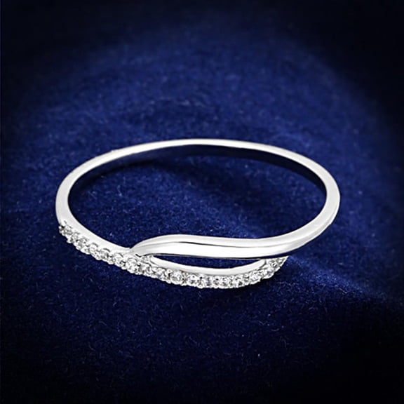 Rhodium 925 Sterling Silver Ring with AAA Grade CZ in Clear for Women Clear Stone Color Style TS145 Size 5