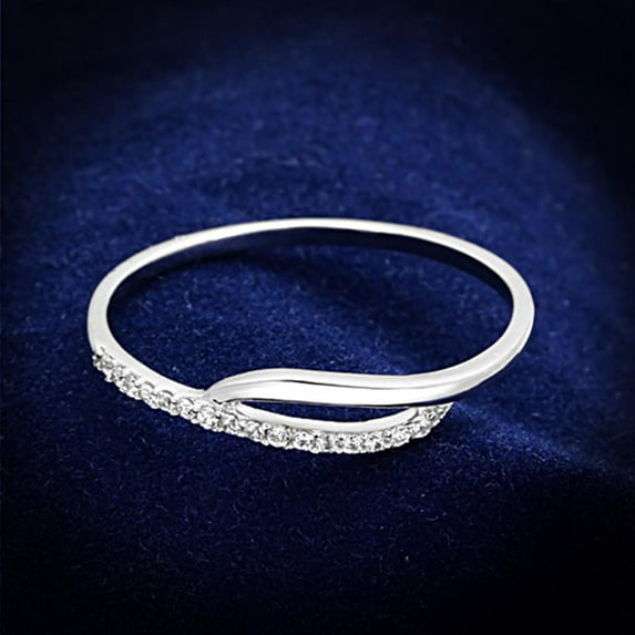 Rhodium 925 Sterling Silver Ring with AAA Grade CZ in Clear for Women Clear Stone Color Style TS145 Size 6