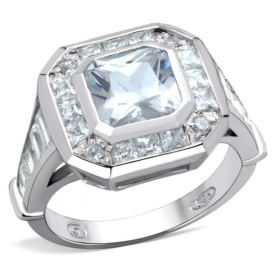Rhodium 925 Sterling Silver Ring with AAA Grade CZ in Clear for Women Style LOS267