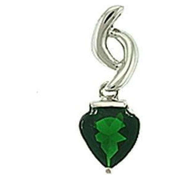 Rhodium Brass Pendant with Synthetic Synthetic Glass in Emerald for Women Emerald Stone Color Style LOA601