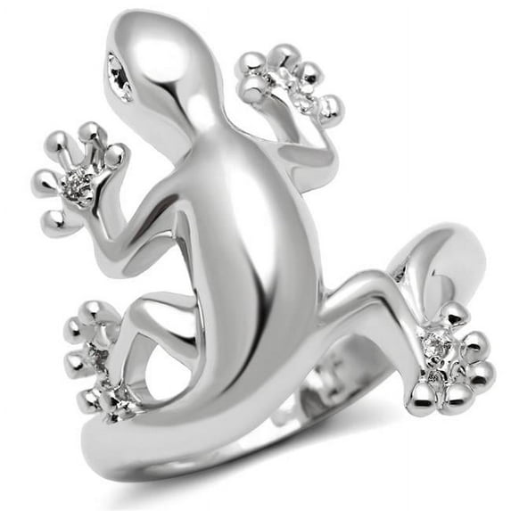 Rhodium Brass Ring with AAA Grade CZ, Black Diamond - Size 9