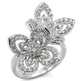 thumbnail image 1 of Rhodium Brass Ring with AAA Grade CZ, Clear - Size 9, 1 of 1