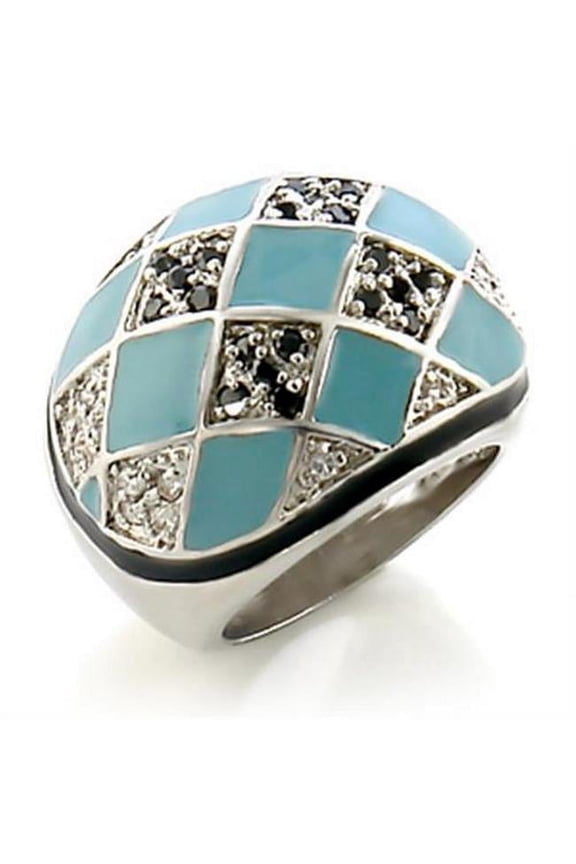 Rhodium Brass Ring with AAA Grade CZ, Jet - Size 5