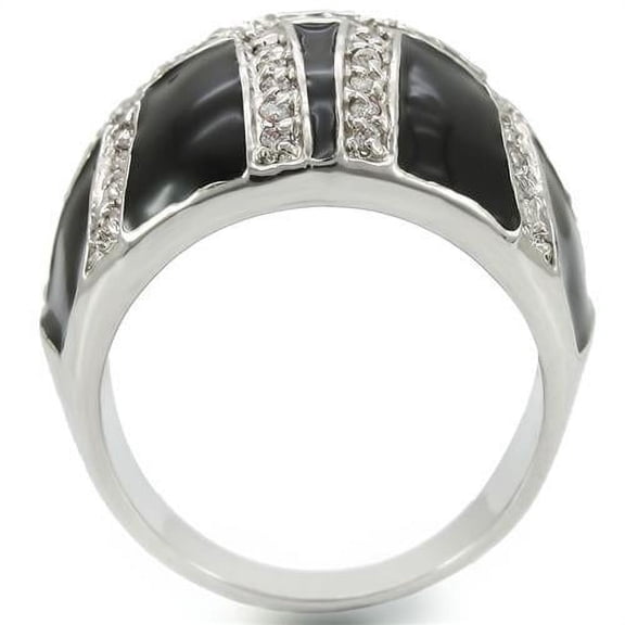 Rhodium Brass Ring with AAA Grade CZ in Clear for Women Clear Stone Color Style 0W355 Size 8