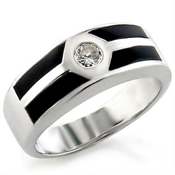 Rhodium Brass Ring with AAA Grade CZ in Clear for Women Clear Stone Color Style 14034 Size 5