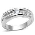 thumbnail image 1 of Rhodium Brass Ring with AAA Grade CZ in Clear for Women Clear Stone Color Style 3W049 Size 5, 1 of 4