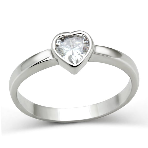 Rhodium Brass Ring with AAA Grade CZ in Clear for Women Clear Stone Color Style 3W107 Size 9