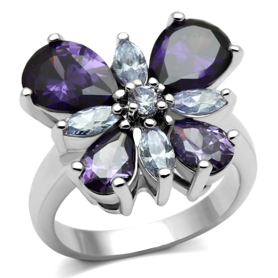Rhodium Brass Ring with AAA Grade CZ in Multi Color for Women Animals Theme Multi Color Stone Color Style 3W254 Size 5