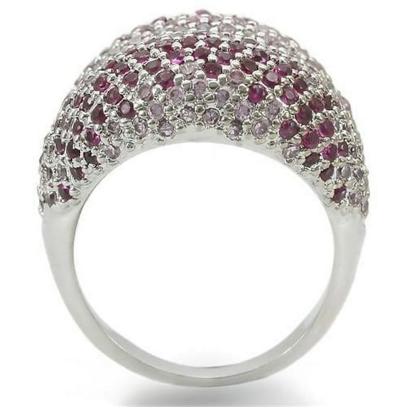 Rhodium Brass Ring with AAA Grade CZ in Multi Color for Women Style 0W322