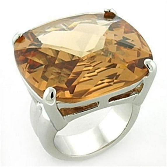 Rhodium Brass Ring with AAA Grade CZ in Topaz for Women Topaz Stone Color Style LOA679 Size 6