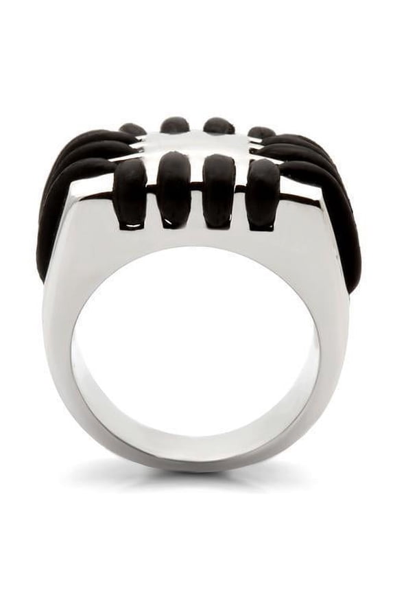 Rhodium Brass Ring with No Stone for Women Jet Stone Color Style 0W123 Size 6