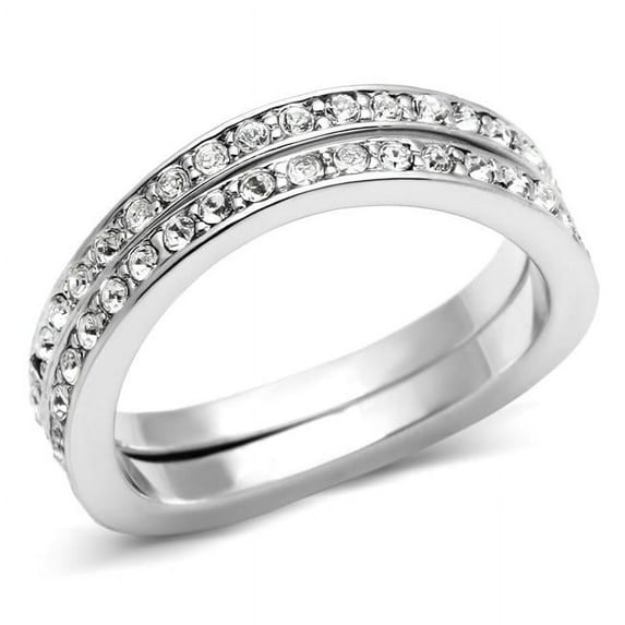 Rhodium Brass Ring with Top Grade Crystal, Clear - Size 8