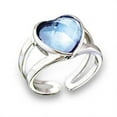 thumbnail image 1 of Rhodium Brass Ring with Top Grade Crystal, Sea Blue - Size 6, 1 of 1