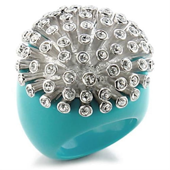 Rhodium Brass Ring with Top Grade Crystal in Clear for Women Clear Stone Color Style 9W198 Size 6