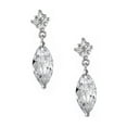thumbnail image 1 of Rhodium Crystal Rhinestone Teardrop Shaped Cubic Zirconia Dangle Earrings with Diamond Shaped Knot, 1 of 1