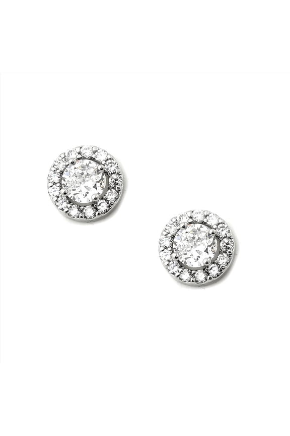 Rhodium Crystal Rhinestones Circle Shape with Crystal Circle Insert Earrings