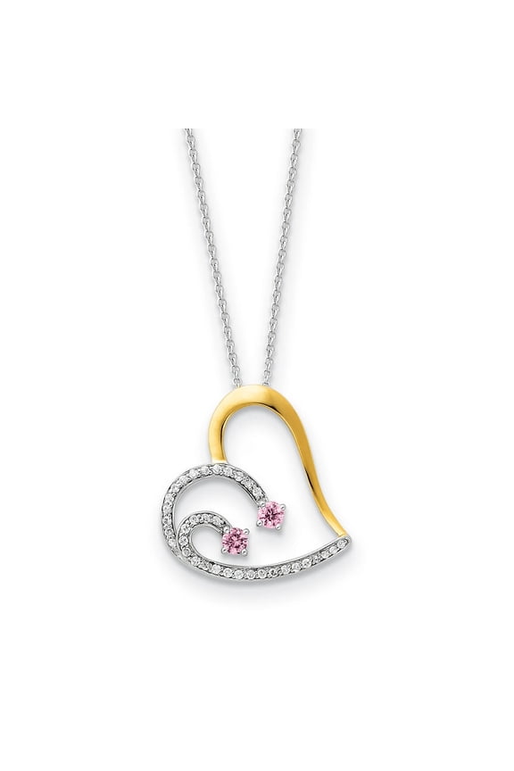 Rhodium & Gold Tone Plated Silver & CZ Forever by Your Side Necklace
