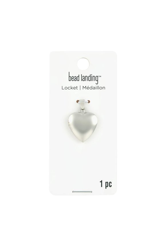 Rhodium Heart Locket - 19mm Nickel-Free Iron & Brass Pendant for Necklaces & DIY Jewelry Making, 12 Pack