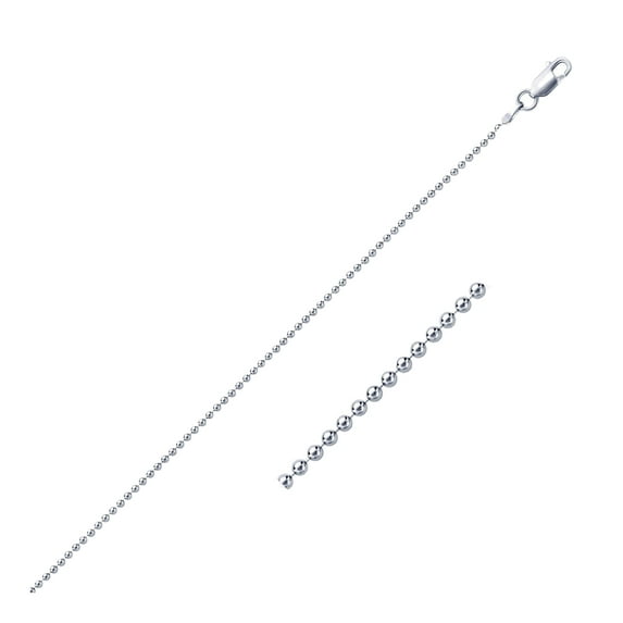 Rhodium Plated 1.5mm Sterling Silver Bead Style Chain 18 in