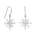 thumbnail image 1 of Rhodium Plated 8 Point Snowflake Earrings With 9 Cubic Zirconias French Wire Height 34mm Stud Earring for Women, 1 of 2