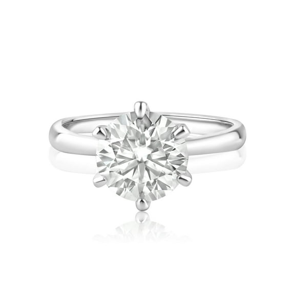 Rhodium Plated 925 Sterling Silver 3 Carat Moissanite Engagement Ring White CZ Female Size 9