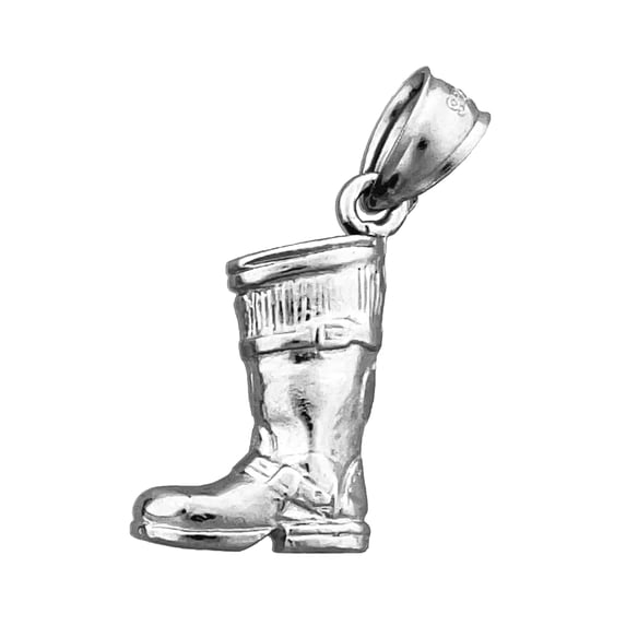 Rhodium Plated 925 Sterling Silver 3-Dimensional Rain Boot Charm