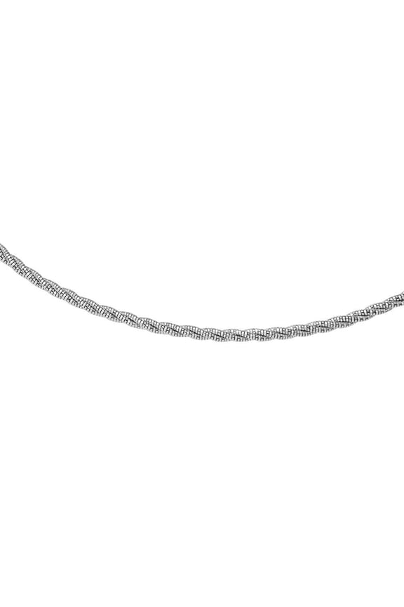 Rhodium Plated 925 Sterling Silver 3 Layer Twisted Omega Chain 3mm Made in Italy 16" Jewelry Female