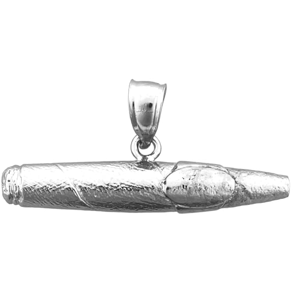 Rhodium Plated 925 Sterling Silver 30MM Cigar Pendant
