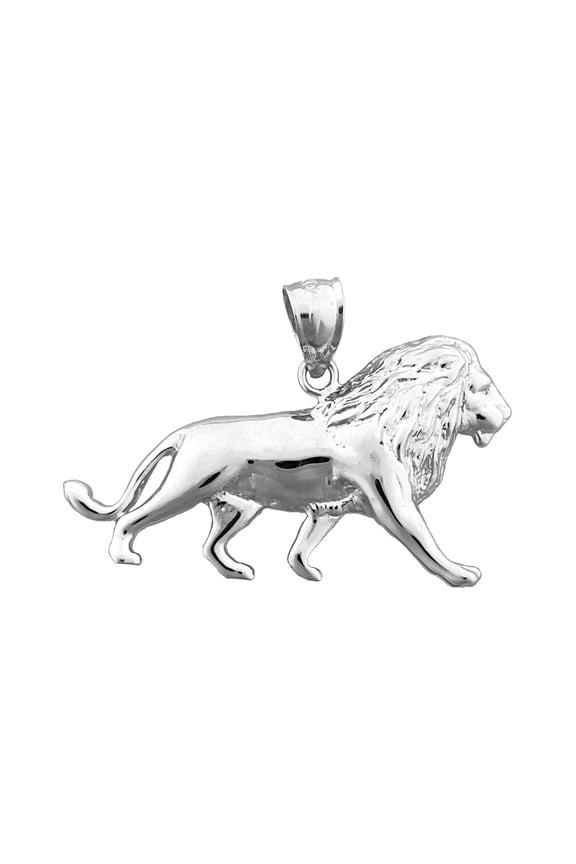 Rhodium Plated 925 Sterling Silver 38MM Lion Pendant