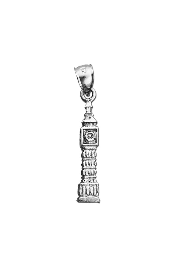 Rhodium Plated 925 Sterling Silver 3D Big Ben London Charm