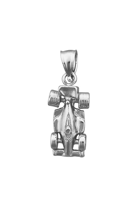Rhodium Plated 925 Sterling Silver 3D Nascar Car Charm