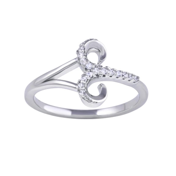 Rhodium Plated 925 Sterling Silver Aries Clear CZ Zodiac Sign Ring White Jewelry Female Size 5