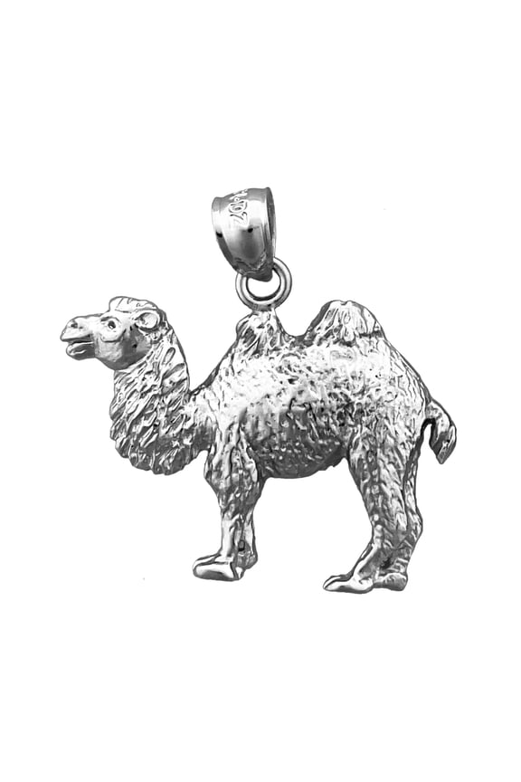 Rhodium Plated 925 Sterling Silver Bactrian Camel Pendant