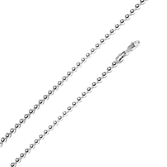 Rhodium Plated 925 Sterling Silver Ball Bead 400 Chain 4mm Made in Italy 20" Jewelry Female Unisex