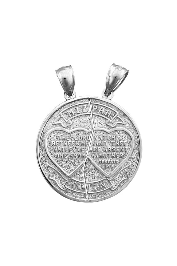 Rhodium Plated 925 Sterling Silver Breakable Mizpah Coin Medallion