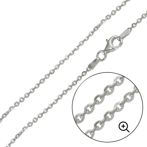 Rhodium Plated 925 Sterling Silver Brillantina Diamond-Cut 030 Chain 1.4mm Italy 20" Jewelry Female