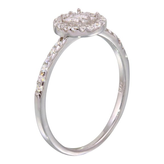 Rhodium Plated 925 Sterling Silver Center Circle Mounting Only Ring Jewelry Female Male Size 7