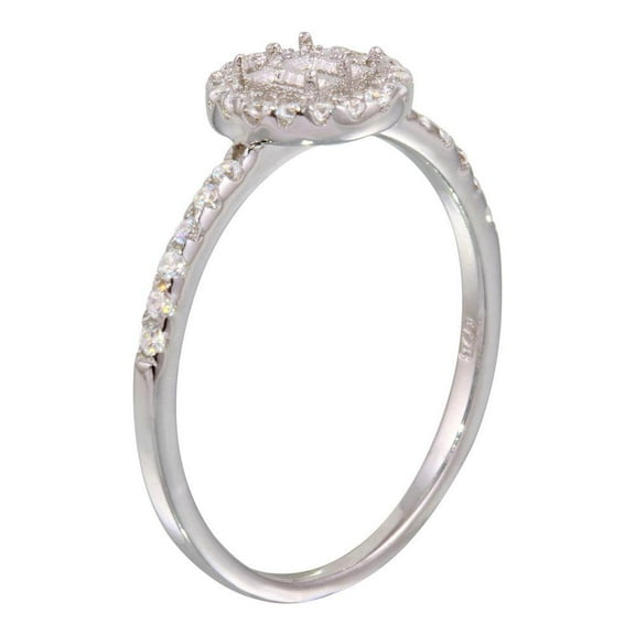 Rhodium Plated 925 Sterling Silver Center Circle Mounting Only Ring Jewelry Female Male Size 8