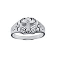 thumbnail image 1 of Rhodium Plated 925 Sterling Silver Christian Cross Ring Band White CZ Jewelry Female Size 10, 1 of 4