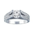 thumbnail image 1 of Rhodium Plated 925 Sterling Silver Clear Pave Set Engagement Ring White Cubic Zirconia Female Size 5, 1 of 4