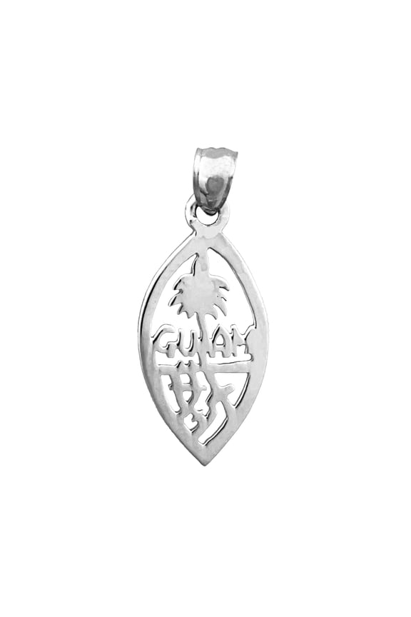 Rhodium Plated 925 Sterling Silver Coat Of Arms Guam Charm