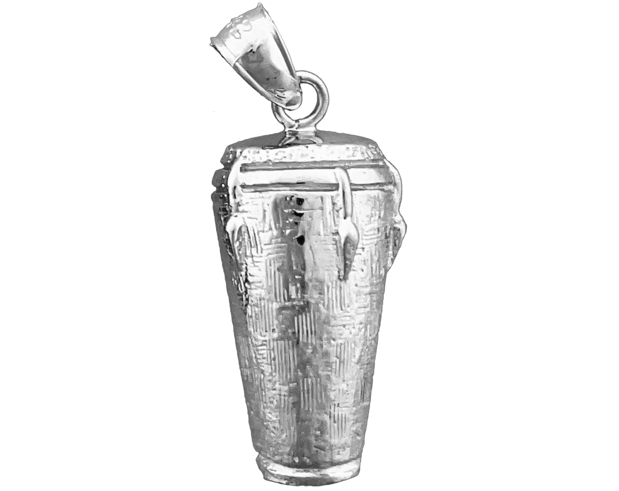 Rhodium Plated 925 Sterling Silver Conga Drum Charm