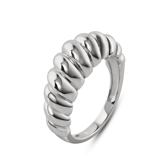 Rhodium Plated 925 Sterling Silver Croissant Band Design Ring 7.9mm Jewelry Female Male Size 7