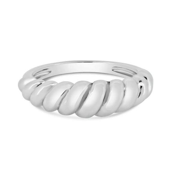 Rhodium Plated 925 Sterling Silver Croissant Design Ring Band Jewelry Female Male Unisex Size 6