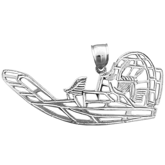 Rhodium Plated 925 Sterling Silver Cut-Out 52MM Airboat Pendant