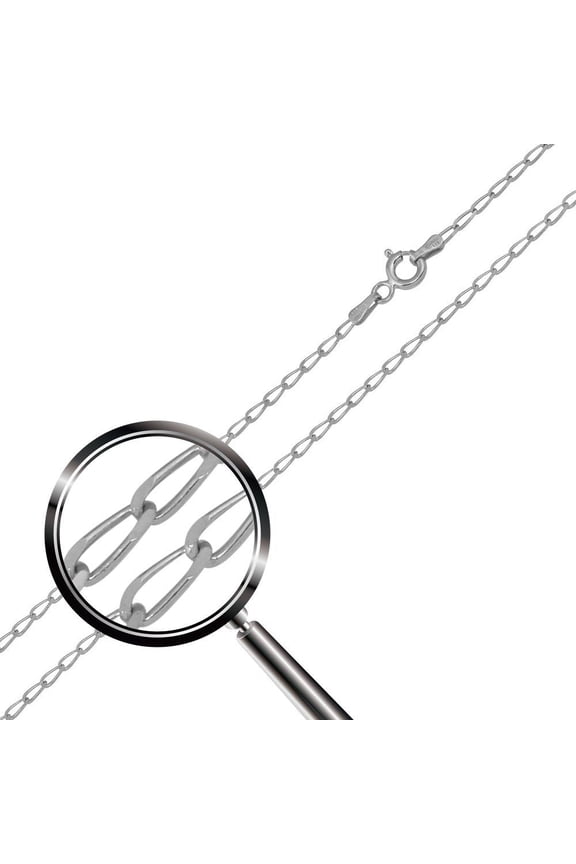 Rhodium Plated 925 Sterling Silver DC Link 040 Chain 1.4mm Made in Italy 16" Jewelry Female Unisex