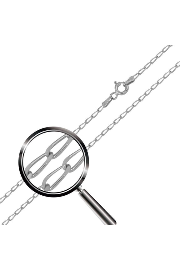 Rhodium Plated 925 Sterling Silver DC Link 050 Chain 1.7mm Made in Italy 16" Jewelry Female Unisex